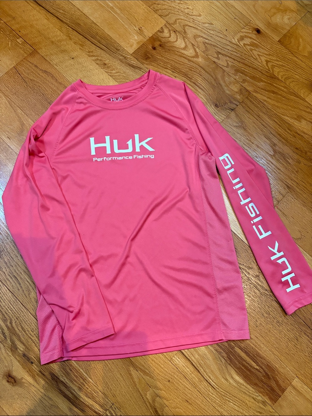 Huk Performance Fishing Long Sleeve Shirt - Pink with White Logo
